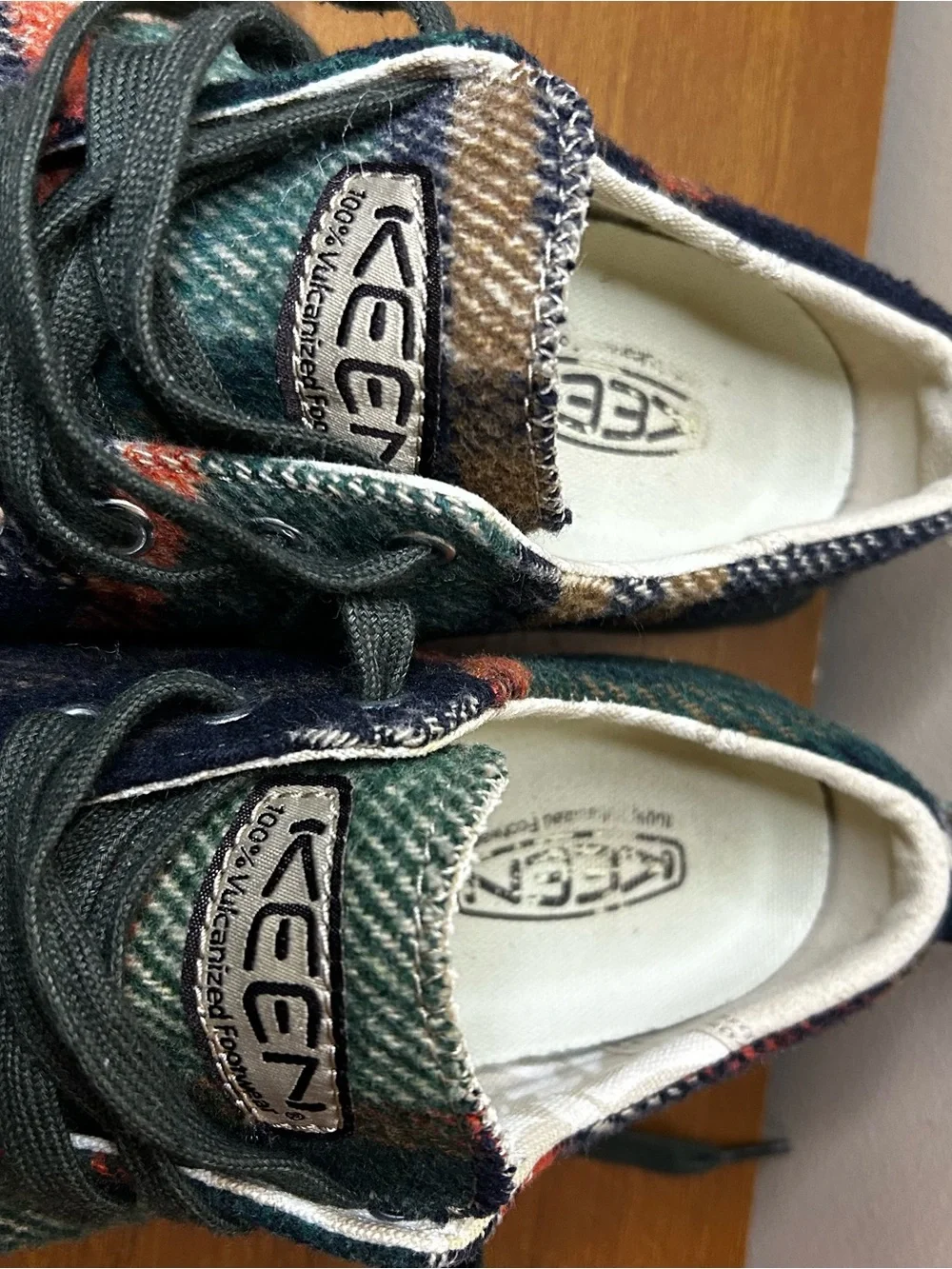 Keen Women's Plaid Sneakers in Green, Navy & Orange